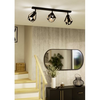 Plafoniera CARLTON 7 cupru antichizat/negru Eglo 43717, 73x16 cm, 3xE27