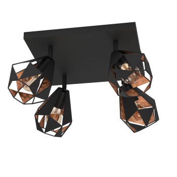 Plafoniera CARLTON 7 negru/antique copper coloured Eglo 43718, 37x37 cm, 4xE27
