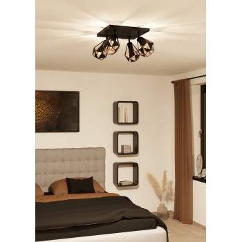Plafoniera CARLTON 7 negru/antique copper coloured Eglo 43718, 37x37 cm, 4xE27