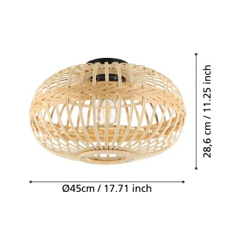 Plafoniera AMSFIELD negru Eglo 43723, D45 cm, 1xE27