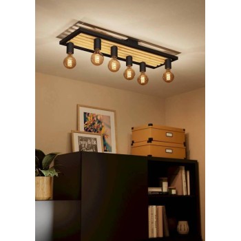 Plafoniera CONSETT maro/negru Eglo 43724, 78x25 cm, 6xE27
