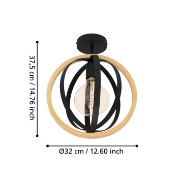 Plafoniera BASILDON maro/negru Eglo 43736, D32 cm, 1xE27