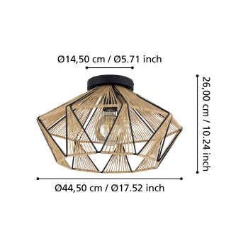Plafoniera ADWICKLE negru Eglo 43775, D44.5 cm, 1xE27
