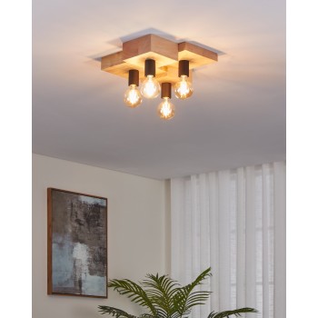 Plafoniera HALKIN maro/negru Eglo 43798, 40x43 cm, 4xE27