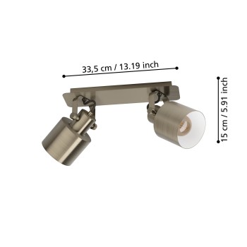 Plafoniera SOUTHERY brushed creme-gold/alb Eglo 43818, 47x11 cm, 2xE27
