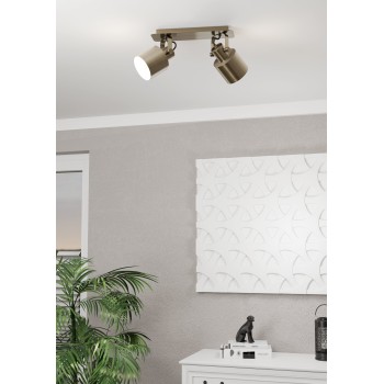 Plafoniera SOUTHERY brushed creme-gold/alb Eglo 43818, 47x11 cm, 2xE27