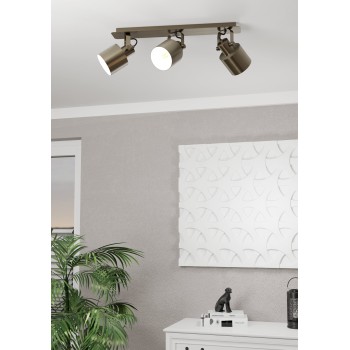 Plafoniera SOUTHERY brushed creme-gold/alb Eglo 43819, 70x11 cm, 3xE27