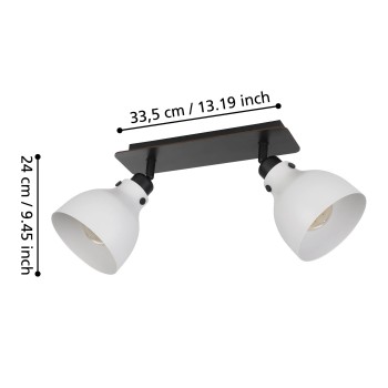 Plafoniera MATLOCK gri/negru Eglo 43828, 52x14.5 cm, 2xE27