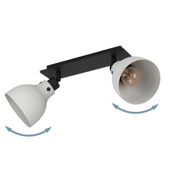 Plafoniera MATLOCK gri/negru Eglo 43828, 52x14.5 cm, 2xE27