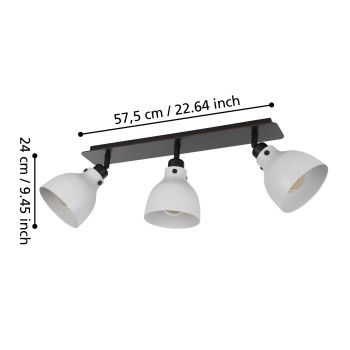 Plafoniera MATLOCK gri/negru Eglo 43829, 74x14.5 cm, 3xE27