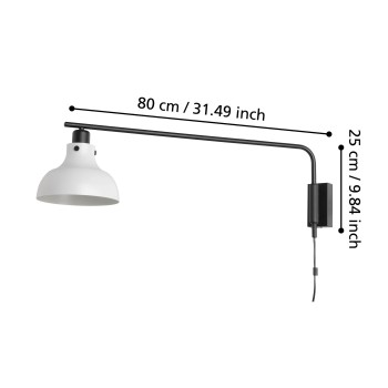 Plafoniera MATLOCK gri/negru Eglo 43843, L20 cm, 1xE27