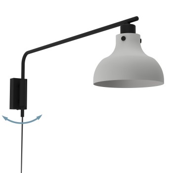 Plafoniera MATLOCK gri/negru Eglo 43843, L20 cm, 1xE27