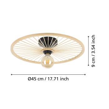 Plafoniera LEOMINSTER negru Eglo 43883, D45 cm, 1xE27