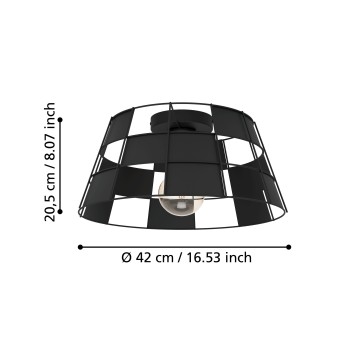 Plafoniera PONTEFRACT negru Eglo 43891, D42 cm, 1xE27