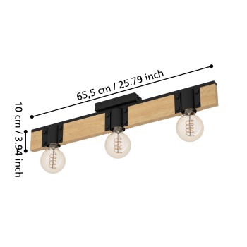 Plafoniera BAILRIGG maro/negru Eglo 43901, 65.5x10 cm, 3xE27
