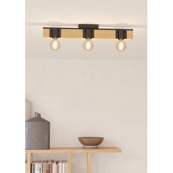 Plafoniera BAILRIGG maro/negru Eglo 43901, 65.5x10 cm, 3xE27