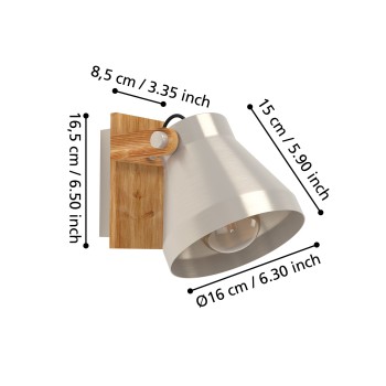 Plafoniera CAWTON steel coloured/rustic brown Eglo 43948, L16 cm, 1xE27