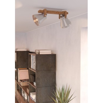 Plafoniera CAWTON steel coloured/rustic brown Eglo 43949, 58.5x16 cm, 2xE27