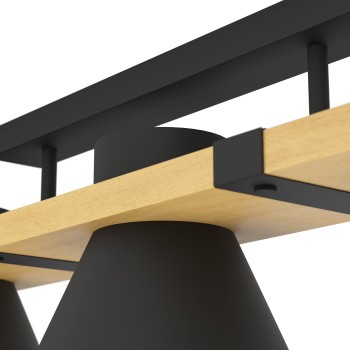 Plafoniera MACCLES maro/negru Eglo 43955, 78x18 cm, 3xE27
