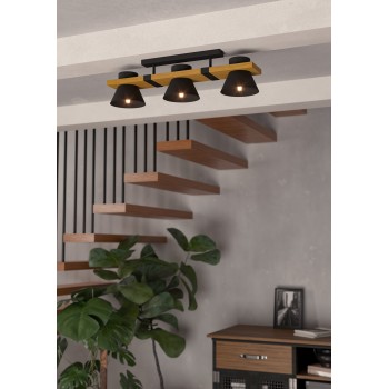 Plafoniera MACCLES maro/negru Eglo 43955, 78x18 cm, 3xE27
