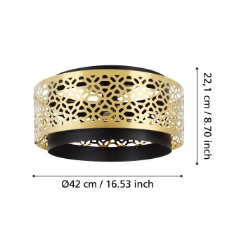 Plafoniera SANDBACH alama/negru Eglo 43979, D42 cm, 1xE27