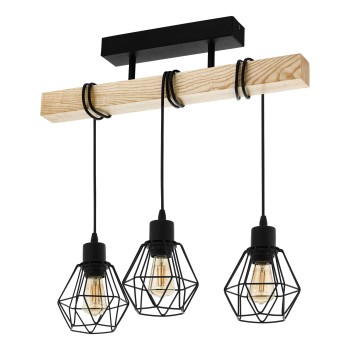 Plafoniera TOWNSHEND 5 negru/maro Eglo 44074, 55x20 cm, 3xE27