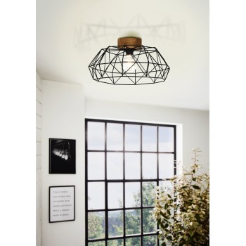 Plafoniera PADSTOW natural/negru Eglo 44088, D45.5 cm, 1xE27
