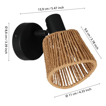 Plafoniera KEELBY negru Eglo 44128, L11 cm, 1xE14