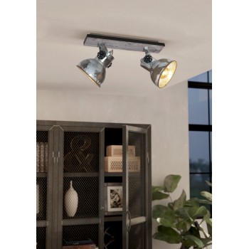 Plafoniera BARNSTAPLE maro patinat/negru Eglo 49649, 47.5x9 cm, 2xE27