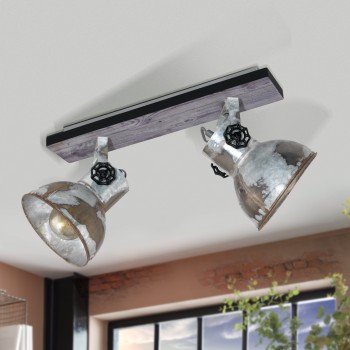 Plafoniera BARNSTAPLE maro patinat/negru Eglo 49649, 47.5x9 cm, 2xE27
