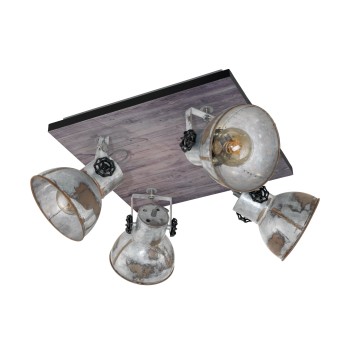 Plafoniera BARNSTAPLE maro patinat/negru Eglo 49653, 45x45 cm, 4xE27