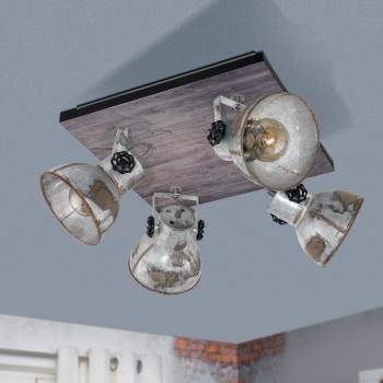 Plafoniera BARNSTAPLE maro patinat/negru Eglo 49653, 45x45 cm, 4xE27