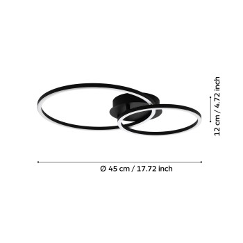 Plafoniera LED PALMAVES 2 negru Eglo 75554, 56x39 cm, 12W