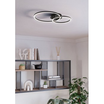 Plafoniera LED PALMAVES 2 negru Eglo 75554, 56x39 cm, 12W