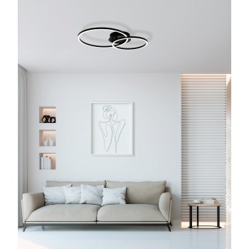 Plafoniera LED PALMAVES 2 negru Eglo 75554, 56x39 cm, 12W