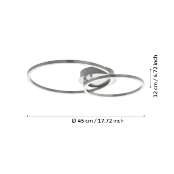 Plafoniera LED PALMAVES 2 nichel Eglo 75555, 45x30 cm, 2W