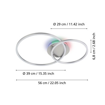 Plafoniera LED PALMAVES 3 nichel satinat/argintiu Eglo 75607, 55x39 cm, 9.5W
