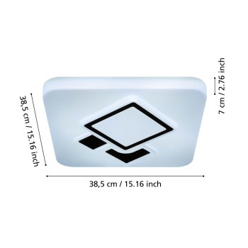 Plafoniera LED ESPARTACO alb Eglo 75645, 38.5x38.5 cm, 1.4W