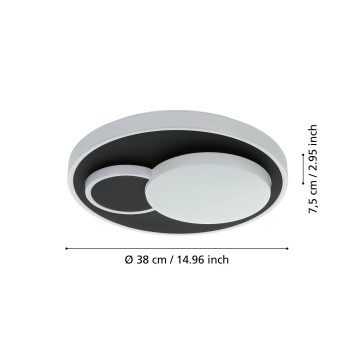 Plafoniera LED LEPRESO alb/negru Eglo 75665, D38.5 cm, 19.5W