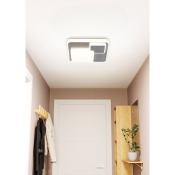 Plafoniera LED LEPRESO alb/aluminiu matisat Eglo 75666, 38.5x38.5 cm, 19.5W