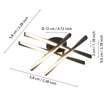 Plafoniera LED ADEJE negru Eglo 75683, 43.5x43.5 cm, 19W