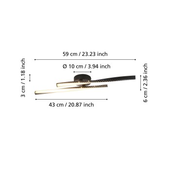 Plafoniera LED ADEJE negru Eglo 75685, 59x10 cm, 8W