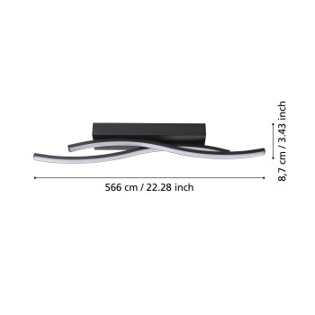 Plafoniera LED VILORIA negru Eglo 75734, 56.5x7 cm, 10.8W