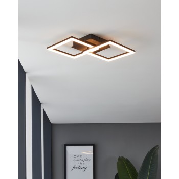 Plafoniera LED RGBIC negru Eglo 75753, 52.5x31 cm, 9.8W