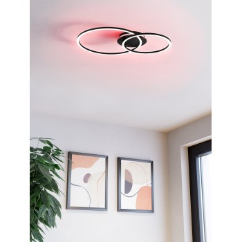 Plafoniera LED PALMAVES 3 negru Eglo 75769, 55x39 cm, 9.5W
