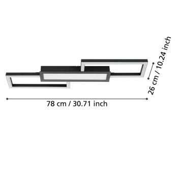 Plafoniera LED FOMENTO negru Eglo 75959, 78x26 cm, 37W