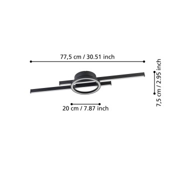 Plafoniera LED GAMBULAGA negru Eglo 75969, 77.5x20 cm, 23.5W