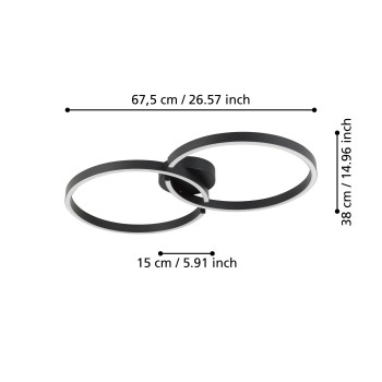 Plafoniera LED GAMBULAGA negru Eglo 75971, 67.5x38 cm, 19.5W
