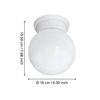 Plafoniera DURELO alb Eglo 94973, D16 cm, 1xE27