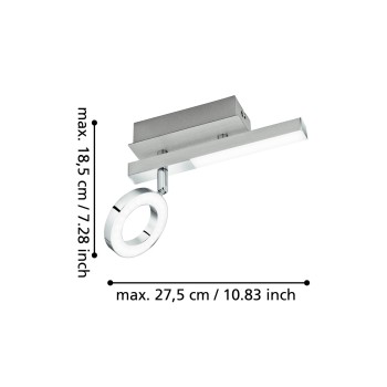 Plafoniera LED CARDILLIO 1 aluminium/crom Eglo 96178, 22.5x6.5 cm, 3.2W